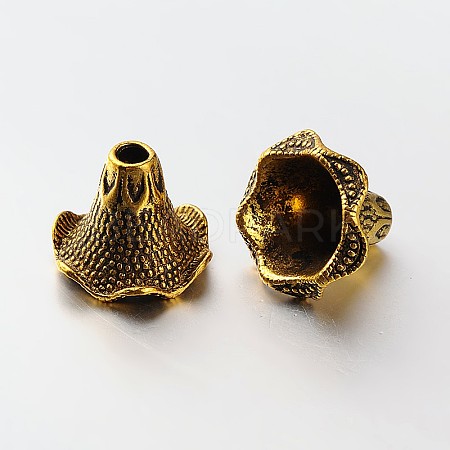6-Petal Tibetan Style Alloy Bead Caps X-PALLOY-N0113-05AG-1