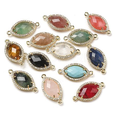 Natural & Synthetic Mixed Stone Faceted Horse Eye Connector Charms G-G181-07G-1