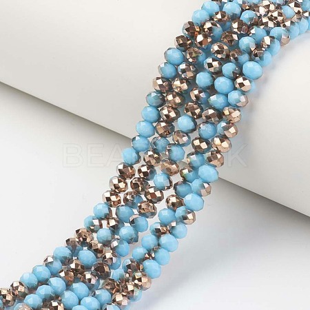 Electroplate Opaque Glass Beads Strands EGLA-A034-P8mm-N08-1