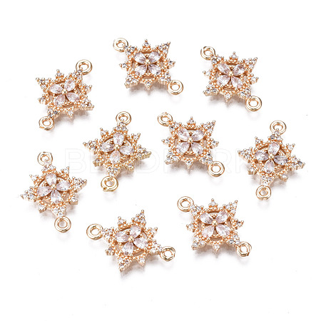 Brass Micro Pave Clear Cubic Zirconia Links Connectors KK-S359-146-RS-1