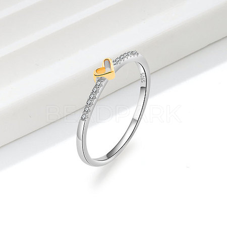 925 Sterling Silver Micro Pave Clear Cubic Zirconia Finger Rings FS-WG81B24-08-1