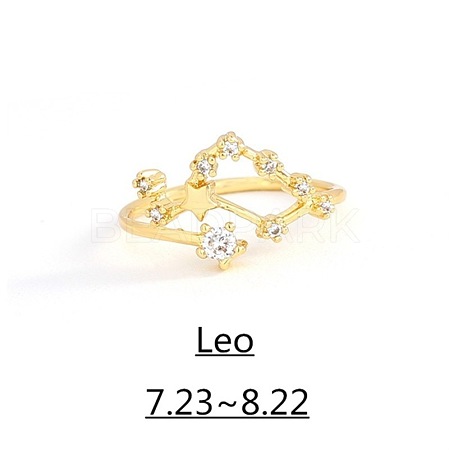 Twelve Constellation Brass Micro Pave Clear Cubic Zirconia Cuff Rings FS-WG8E359-06-1