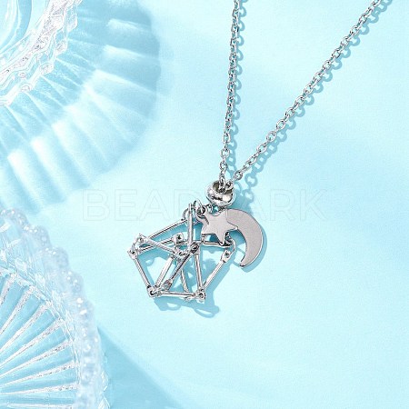 304 Stainless Steel Empty Macrame Pouch Star Moon Pendant Cable Chain Necklace Making NJEW-JN05281-01-1