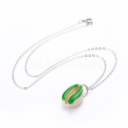 Cowrie Shell Beads Pendants Necklaces NJEW-JN02365-01-1