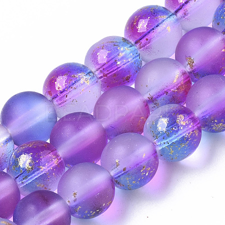 Frosted Spray Painted Glass Beads Strands X-GLAA-N035-03C-C03-1
