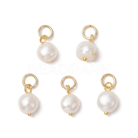 Natural Cultured Freshwater Pearl Potato Charms PALLOY-JF03920-02-1