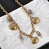 Summer Beach 304 Stainless Steel & Shell Pendant Necklaces NJEW-Z061-09G-3