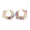 Natural Fluorite Chips Braided Hoop Earrings EJEW-JE04940-02-1