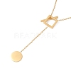 Square with Flat Round Tassel Pendant Lariat Necklace NJEW-G074-15G-2