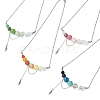 4Pcs 4 Styles Natural Mixed Stone Round Graduated Beaded Pendant 304 Stainless Steel Cable Chain Necklaces for Women NJEW-TA00242-2