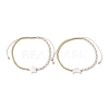 2Pcs 2 Styles Moon & Star Freshwater Shell & Natural Rainbow Moonstone Braided Bead Bracelet Sets BJEW-JB10531-4