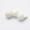 Round Natural White Jade Pendants G-Q434-11-2