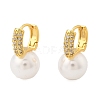 Plastic Pearl Dangle Hoop Earrings with Clear Cubic Zirconia EJEW-A070-08G-4