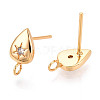 Brass Micro Pave Clear Cubic Zirconia Stud Earring Findings MAK-T011-11G-02-2