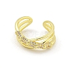 Cross Brass Micro Pave Clear Cubic Zirconia Open Cuff Rings RJEW-G309-40G-2