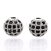 Rack Plating Brass Cubic Zirconia Beads X-ZIRC-S001-8mm-B03-2