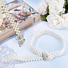 2Pcs 2 Style ABS Plastic Pearl Braided Stretch Chain Belts with Alloy Oval Clasp AJEW-CP0001-66-6
