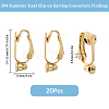 20Pcs 304 Stainless Steel Clip-on Earring Converters Findings STAS-SC0021-49-2