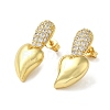 Heart Rack Plating Brass Micro Pave Cubic Zirconia Stud Earrings for Women EJEW-O001-09G-1