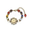 Tibetan Style Alloy Mixed Stone Watch Bracelets BJEW-JB01754-2