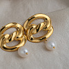 304 Stainless Steel Freshwater Pearl Dangle Stud Earrings for Women VW9874-4