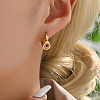 Fashionable Classic 201 Stainless Steel Teardrop with Evil Eye Hoop Earrings DM1893-1