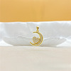 Moon & Heart Brass Micro Pave Clear Cubic Zirconia Pendant Necklaces FS-WG7C282-01-3