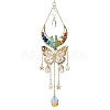 Butterfly & Moon Brass & 304 Stainless Steel Hanging Suncatchers HJEW-TA00162-1