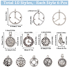60Pcs 10 Styles Alloy Pendants FIND-SC0006-70-2