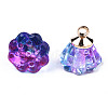 Transparent Spray Painted Glass Charms GLAA-S054-27A-4