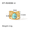 304 Stainless Steel with Synthetic Turquoise Cuff Open Rings WGD4E42-04-1