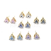 Triangle Glass with Enamel Evil Eye Stud Earrings EJEW-P210-01G-1