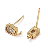 Brass Micro Pave Cubic Zirconia Studs Earrings Finding KK-K364-01G-2