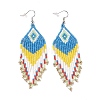 Glass Seed Braided Rhombus with Tassel Chandelier Earrings LS-EJEW-H084-03P-1