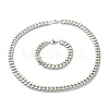 304 Stainless Steel Cuban Link Chain Bracelets & Necklaces Jewelry Sets SJEW-B019-03D-P-2