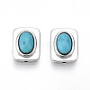 Brass Pave Synthetic Turquoise Beads KK-N258-14P-1
