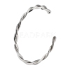 304 Stainless Steel Twisted Rope Cuff Bangles for Women BJEW-P296-01P-1