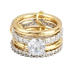 Brass Micro Pave Cubic Zirconia Plain Band Finger Rings for Women RJEW-P160-01F-G01-4