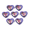 Flower Printed Opaque Acrylic Heart Beads SACR-S305-28-M04-1