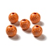 Halloween Printed Spider Webs Colored Wood European Beads WOOD-K007-04H-2