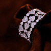 Brass Micro Pave Cubic Zirconia Finger Rings for Women WGB475B-01-5