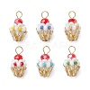 Glass Seed Beaded Cupcake Pendants PALLOY-MZ00581-1