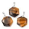 Faceted Natural Tiger Eye Pendants G-F340-03H-1