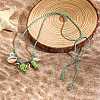 Summer Beach Porcelain Fish & Natural Cowrie Shell Pendant Cotton Cord Adjustable Necklaces FS-WG63638-04-2
