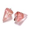 Cone/Spike/Pendulum Dyed Cherry Quartz Glass Stone Pendants G-R278-80-3