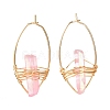 Electroplated Natural Quartz Wire Wrapped Earrings for Girl Women EJEW-JE04647-01-4