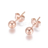 Ion Plating(IP) 304 Stainless Steel Stud Earrings EJEW-L215-57C-RG-1