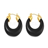 Brass Enamel Oval Hoop Earrings EJEW-K293-10G-1