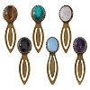 Oval Natural Rose Quartz & Tiger Eye & Black Stone & Amethyst & Agate & Opalite Bookmark AJEW-DC00018-1