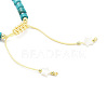 Adjustable Synthetic Turquoise & Natural Shell & Brass Braided Beaded Bracelet with Charms for Women BJEW-O187-08-3